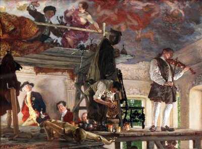 Crown Prince Frederick Visits the Painter Pesne by Adolph Menzel